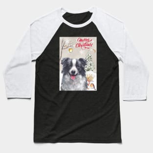 Border Collie Merry Christmas Santa Dog Baseball T-Shirt